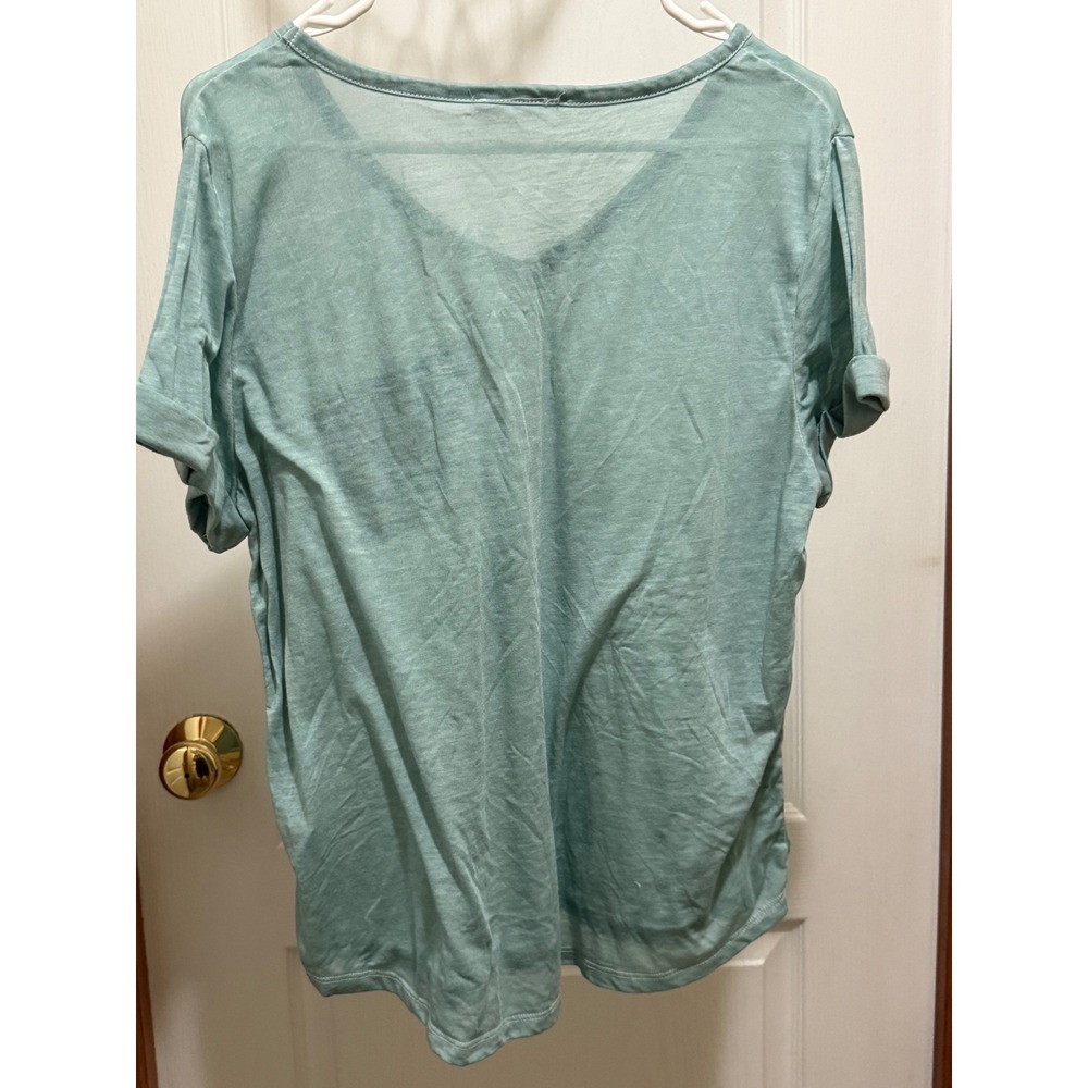 Pink Republic Womens Boho Sage V-Neck Pocket Tee Slub Knit Top XL PS5K15770SKL - Picture 2 of 6